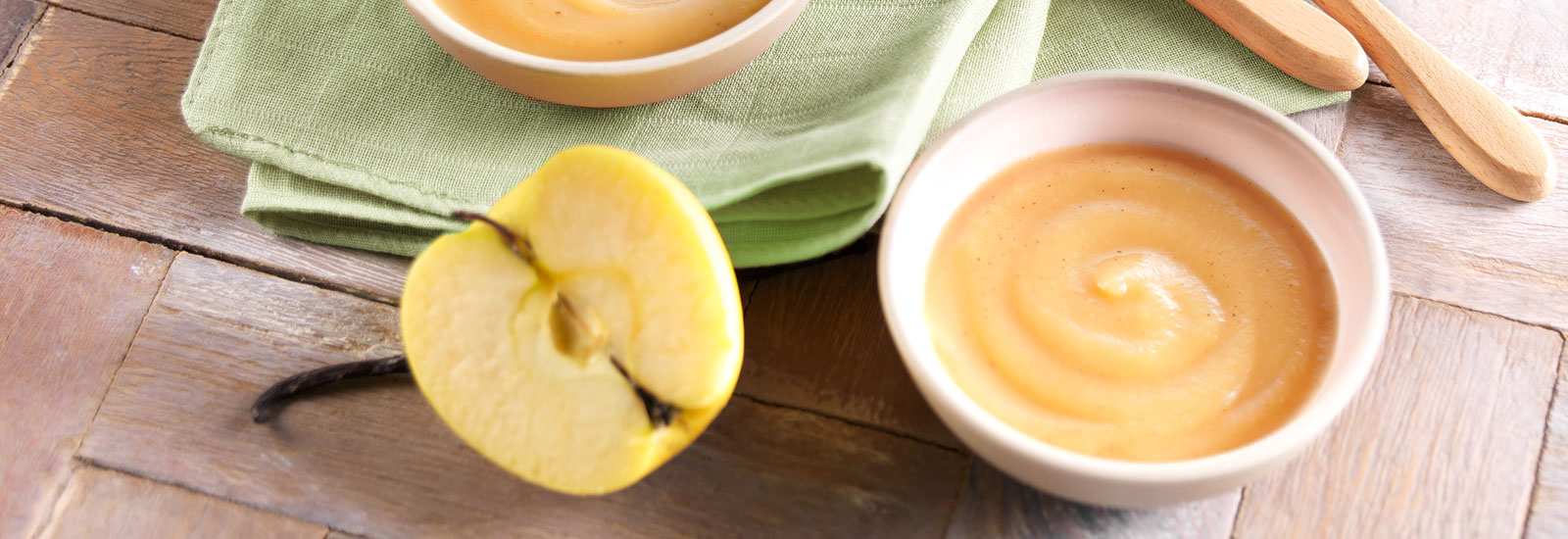 Recette bébé 6 mois Purée, compote pomme vanille Blédina