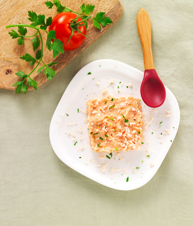 Recette Bebe 12 Mois Semoule A La Tomate Et Blanc De Poulet Bledina