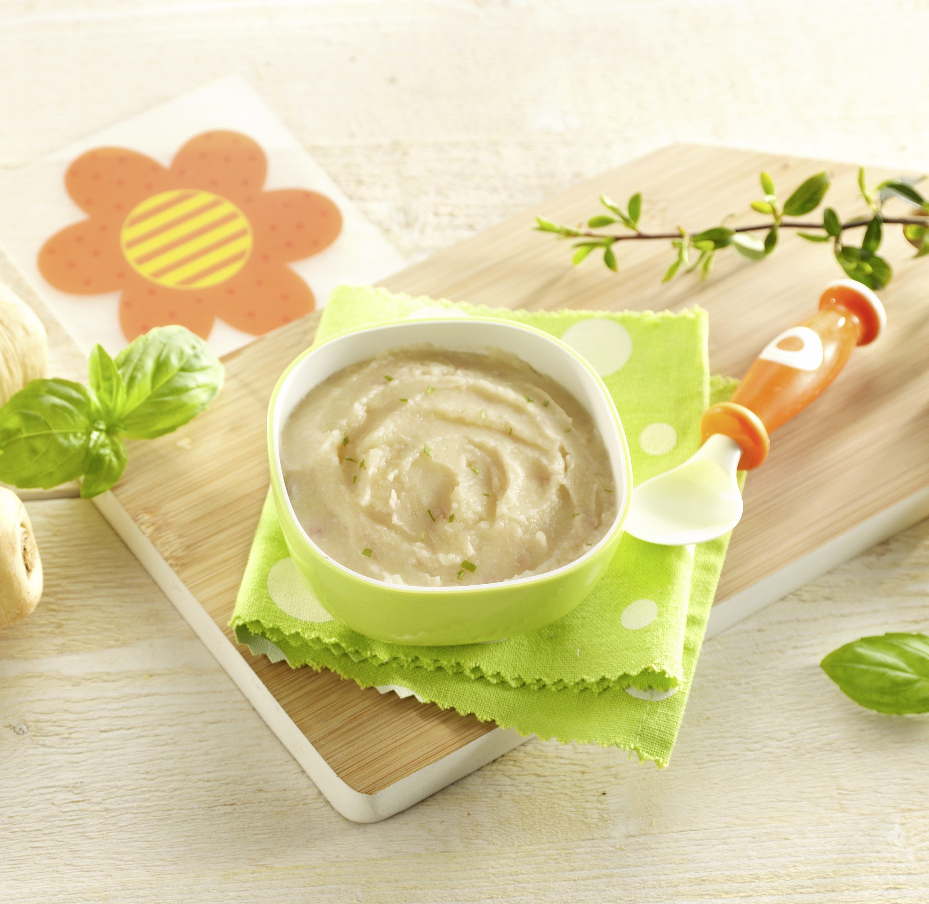 Recette Bebe 6 Mois Douceur De Panais Au Basilic Et Au Jambon Blanc Bledina