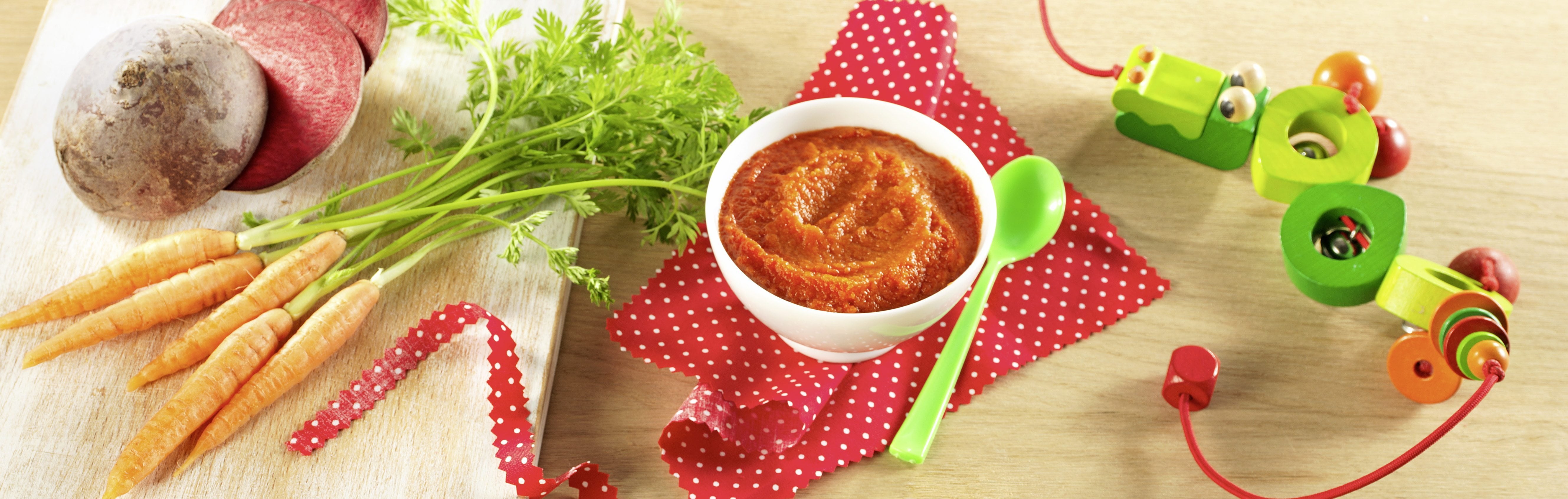 Recette Bebe 4 6 Mois Puree De Betteraves Et De Carottes Bledina