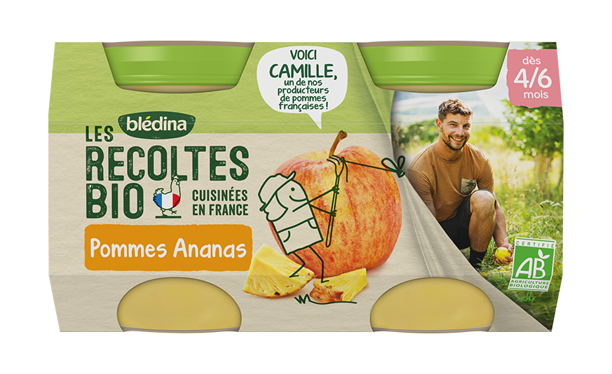 1/2 pot  Les Récoltes Bio Pots Pommes Ananas