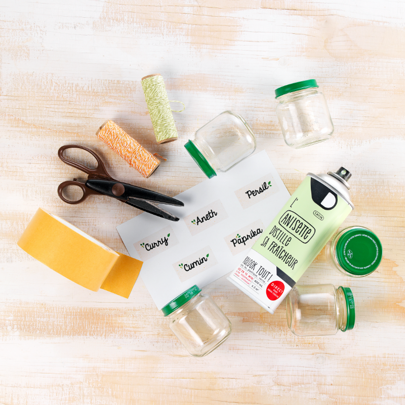 DIY les pot a epices materiaux