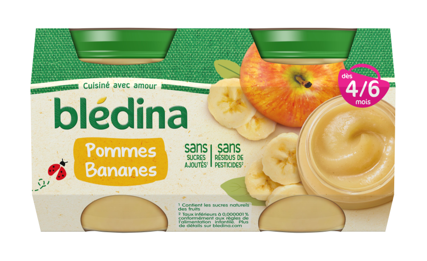 Petits Pots Pommes Bananes Pour Bebe Des 4 6 Mois Bledina