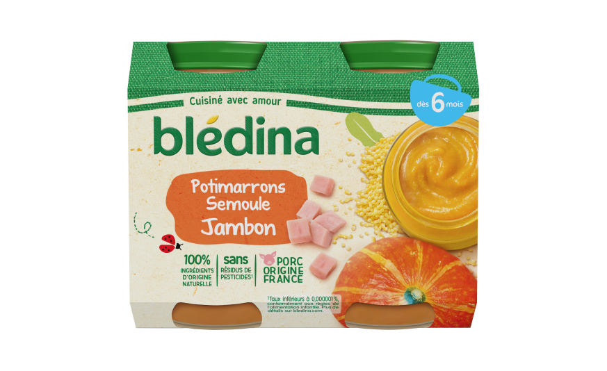 Petits pots Potimarrons Semoule Jambon pour bébé - Dès 6 ... Petits pots Potimarrons Semoule Jambon pour bébé - Dès 6 ...