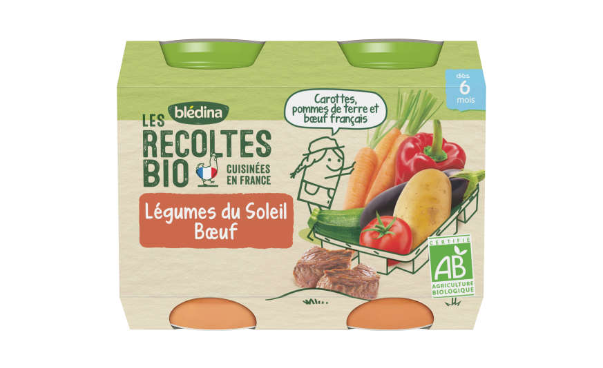 Petit Pot Bebe Bio Legumes Du Soleil Boeuf Des 6 Mois Bledina