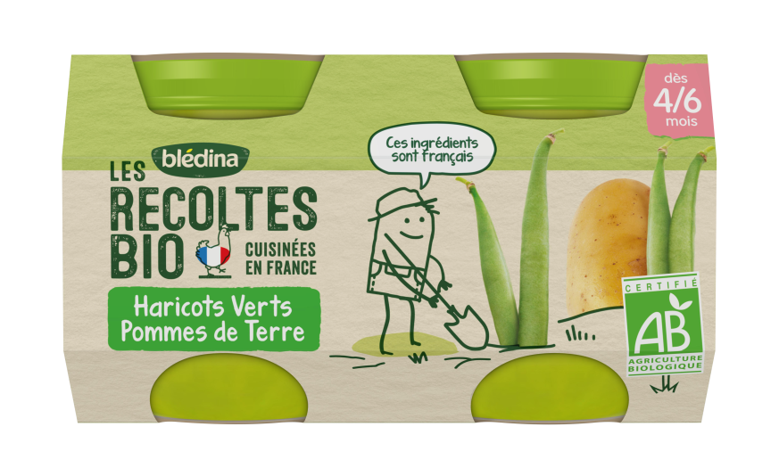 Petit Pot Bebe Bio Haricots Verts Pommes De Terre Des 4 6 Mois Bledina