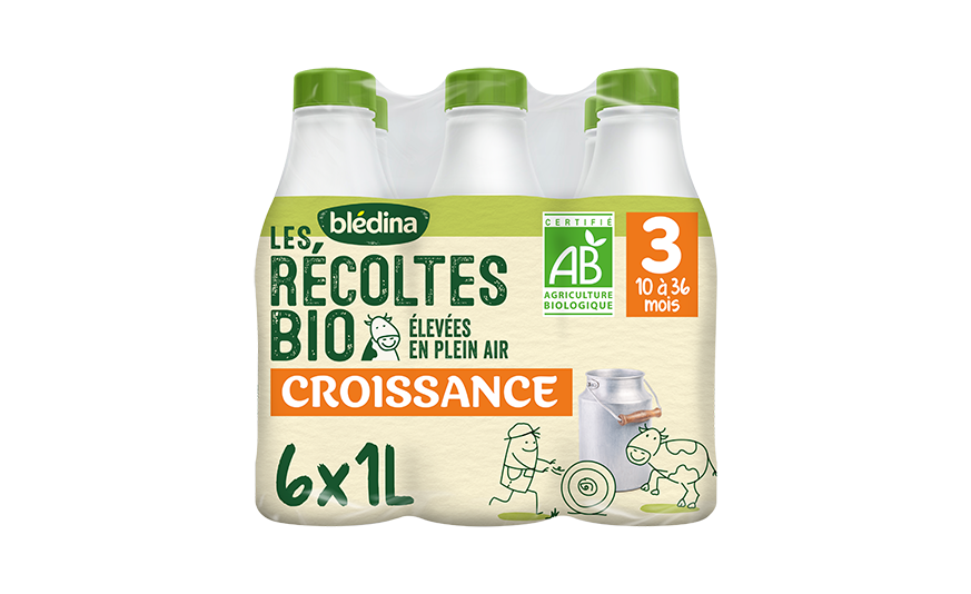 Les Récoltes Bio - Lait de croissance bio bébé - Croissance Bio 6x1L