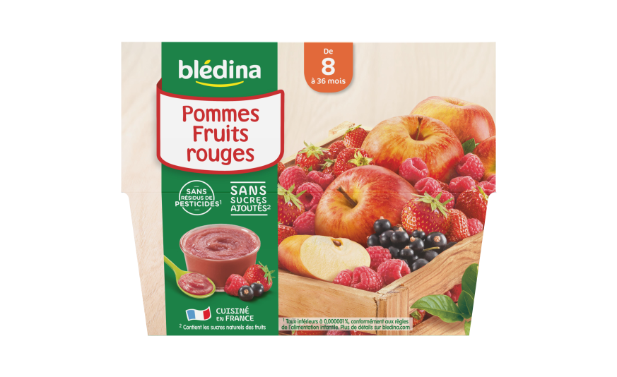 Compote Pommes Fruits rouges pour bébé Dès 8 mois Blédina