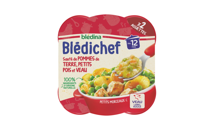 Bledichef Saute De Pommes De Terre Petits Pois Et Veau Pour Bebe Des 12 Mois Bledina