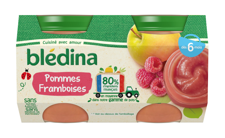 Petits Pots Pommes Framboises Pour Bebe Des 6 Mois Bledina