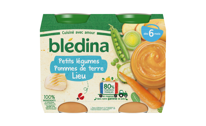 Petits pots pour bébé dès 4 mois pomme de terres et courgette zébrée  Babybio Légumes de nos fermes – 2 x 130 g : Petits pots, soupes et repas  BABYBIO alimentation bio - botanic®