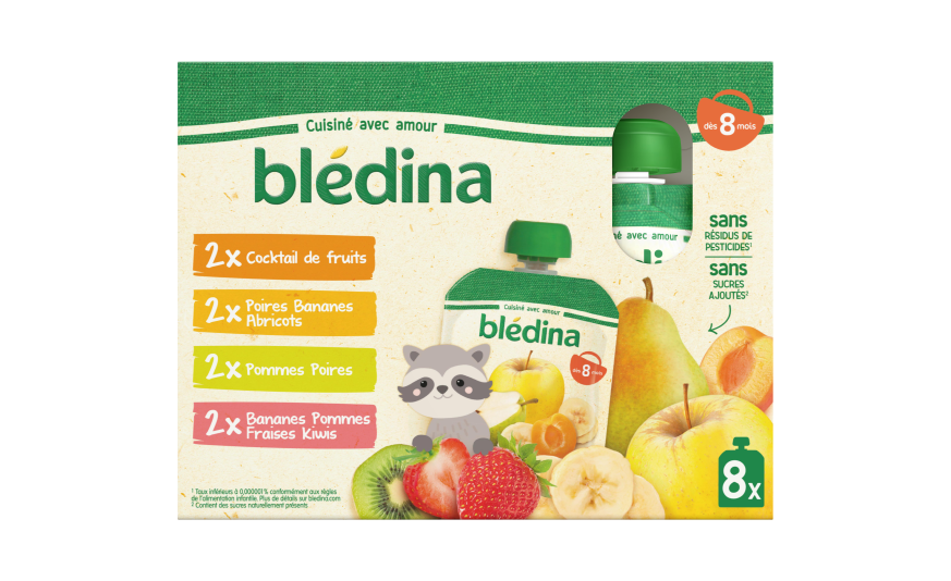 Gourdes Multi Varietes Fruits 8x90g Pour Bebe Des 8 Mois Bledina