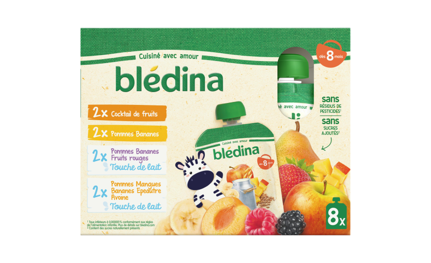 Gourdes Multi Varietes Fruits Et Touche De Lait 8x90g Pour Bebe Des 8 Mois Bledina Gourdes Multi Varietes Fruits Et Touche De Lait 8x90g Pour Bebe Des 8 Mois Bledina