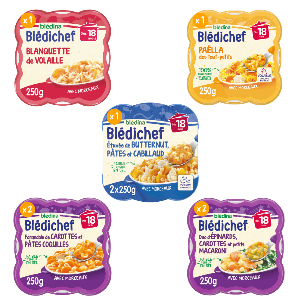 Blédichef - Lot Multi-variétés midi et soir x8 dès 18 mois