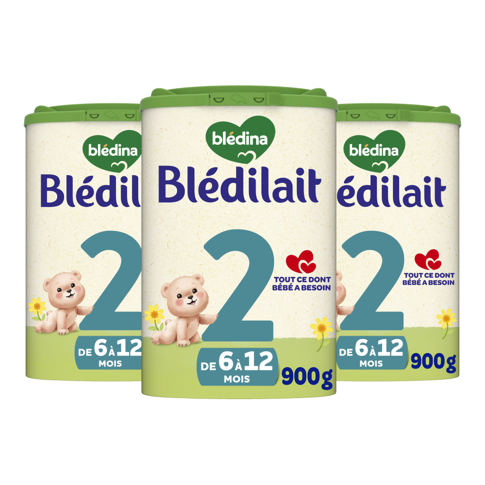 Blédilait en poudre 2ème âge - 900g - Lait infantile - Lot x3