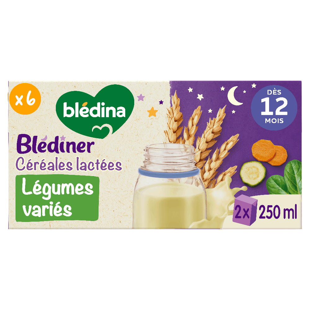 Blédîner - Briques Céréales lactées Légumes variés - Lot x6