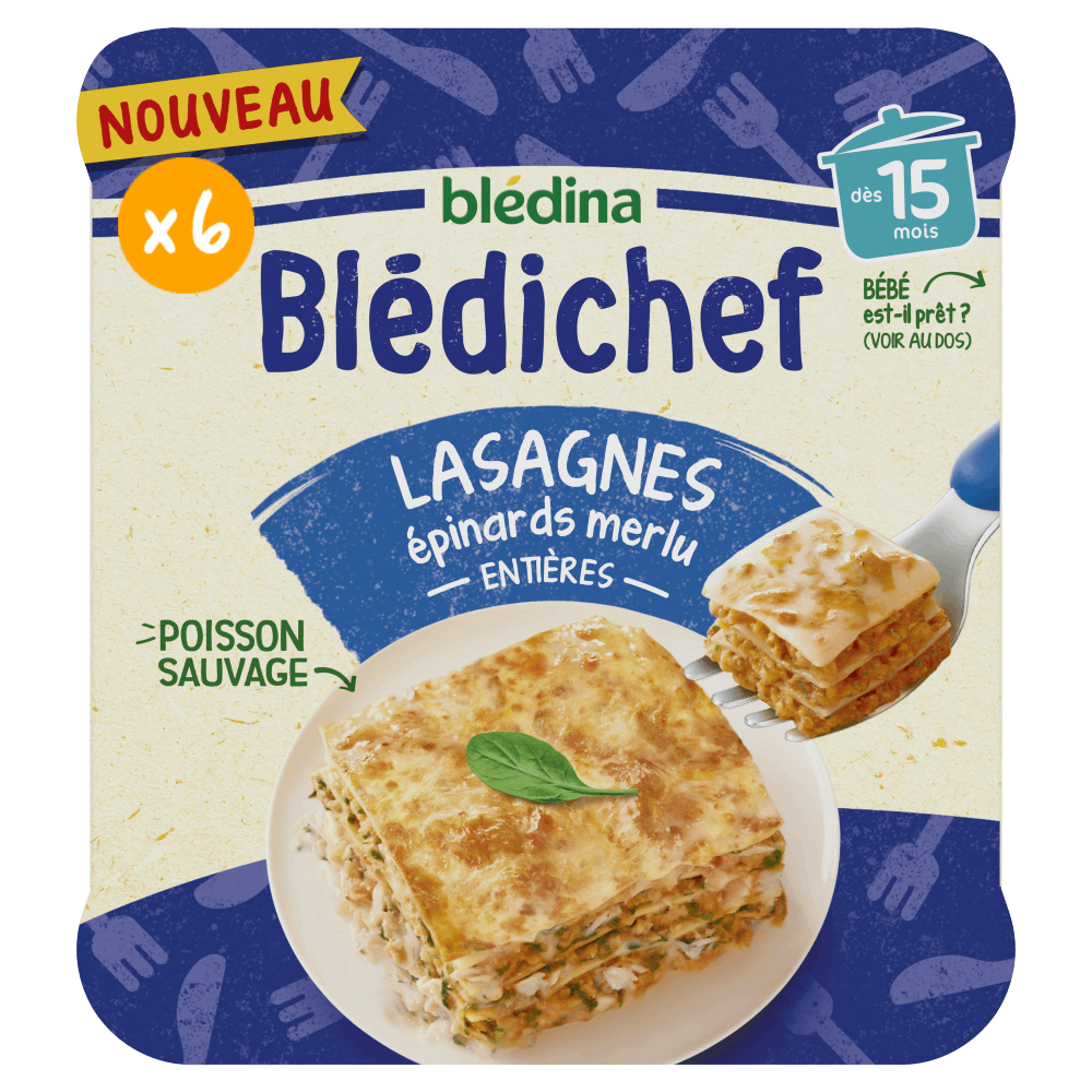 Blédichef - Lasagnes Epinards Merlu - Lot x 6