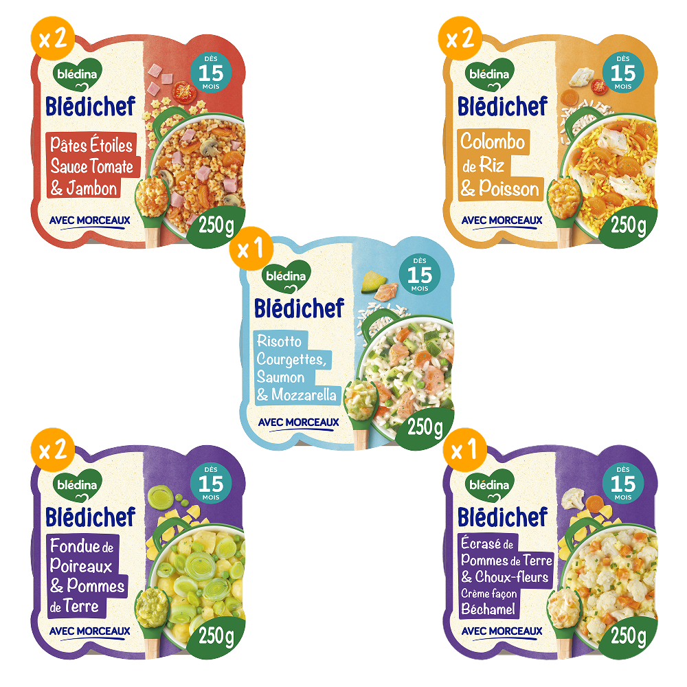 Blédichef - Lot multi-variétés midi et soir x8 dès 15 mois