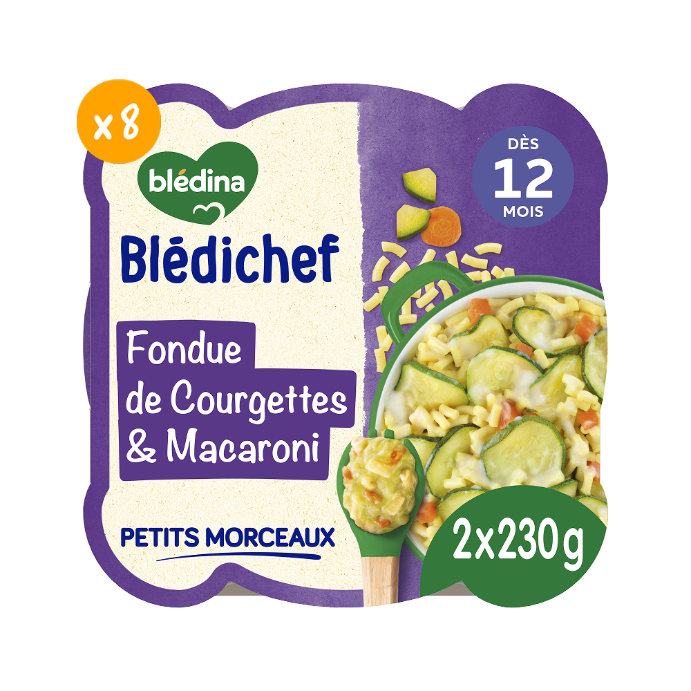 Blédichef - Fondue de Courgettes et petits Macaroni - Lot x8