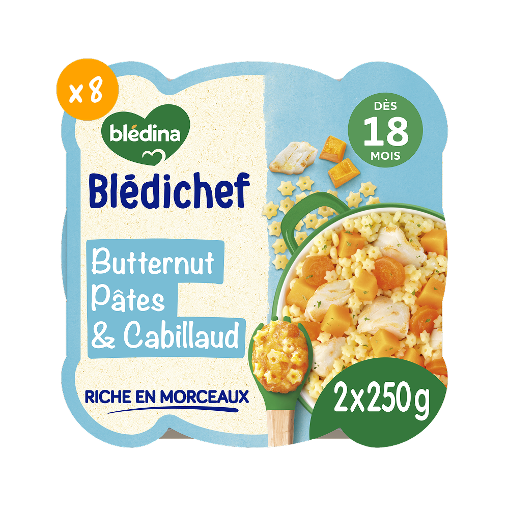 Blédichef - Butternut Pâtes Cabillaud - Lot x8