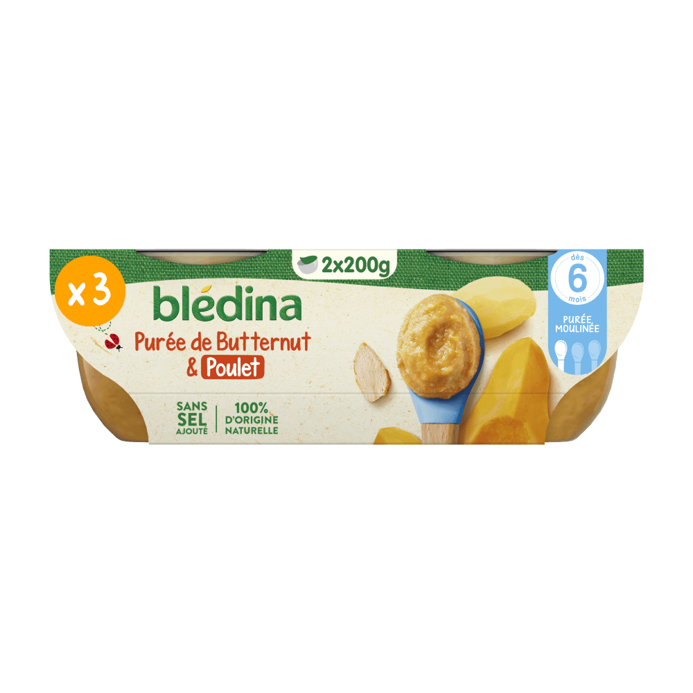 Bol Déjeuner - Purée de Butternut et Poulet - Lot x3