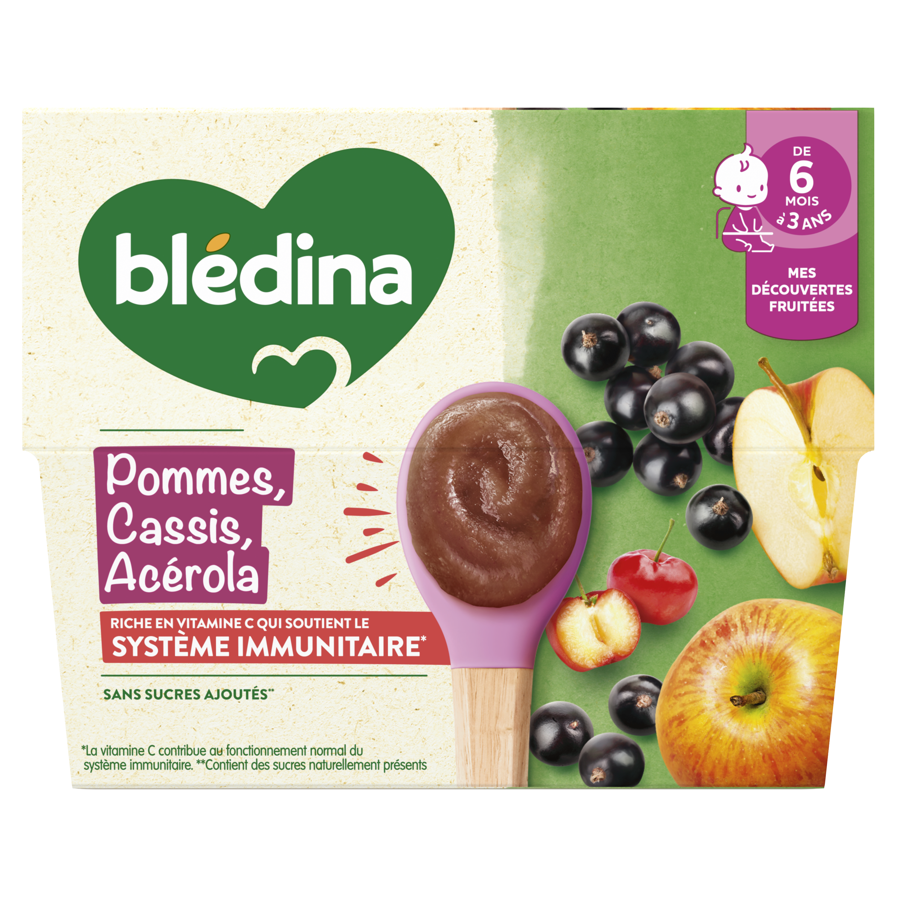 Coupelles Pomme Cassis Acérola - Lot x3