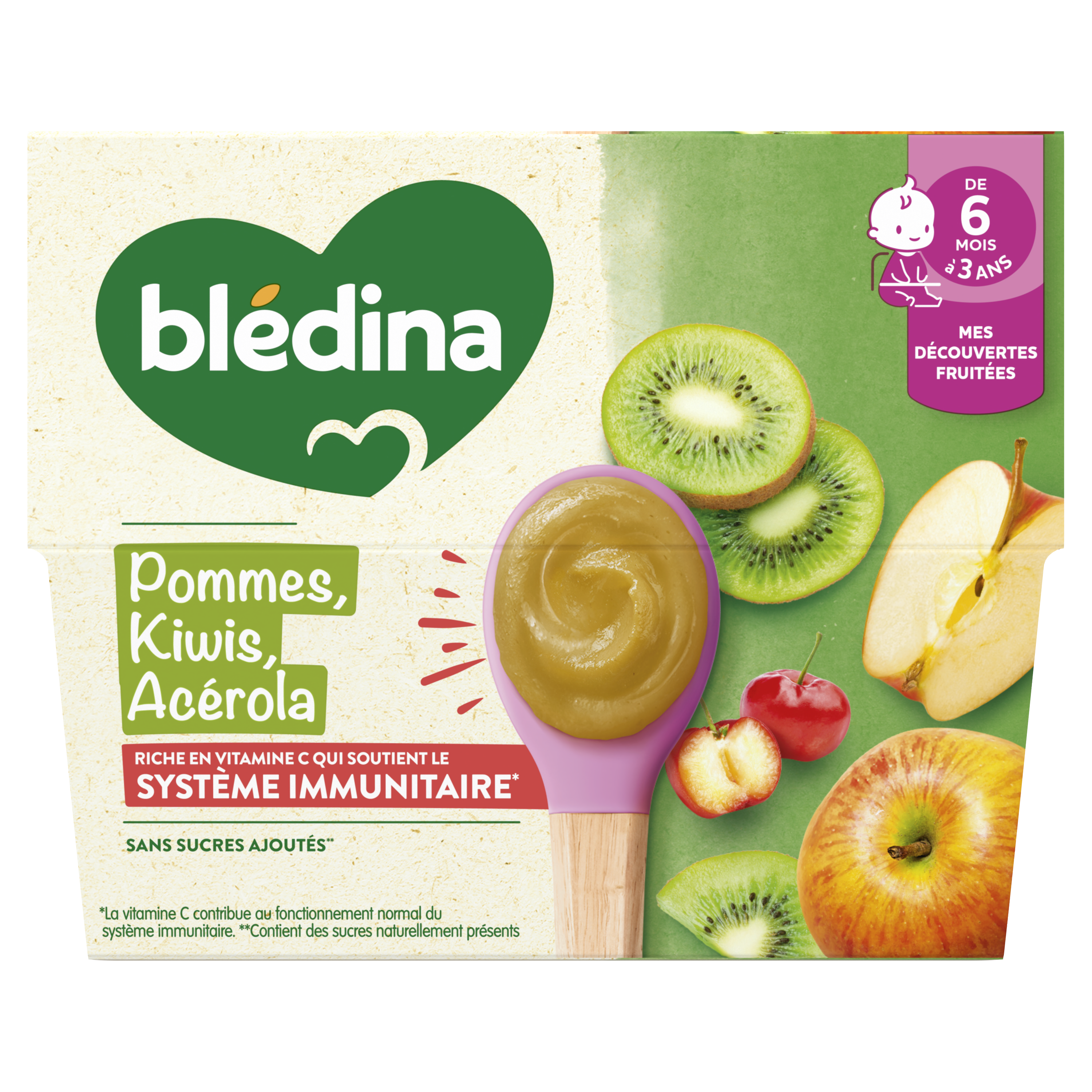 Coupelles Pomme Kiwi Acérola - Lot x3