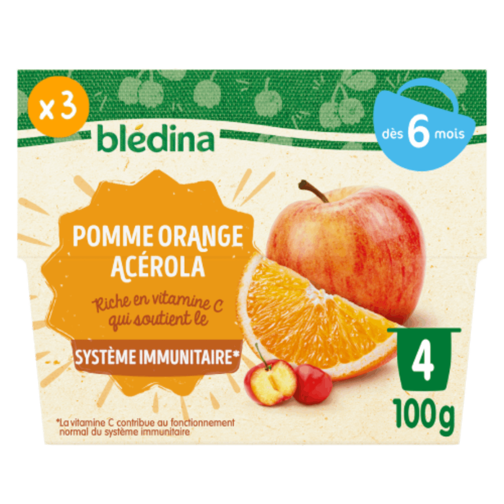 Coupelles Pomme Orange Acérola - Lot x3