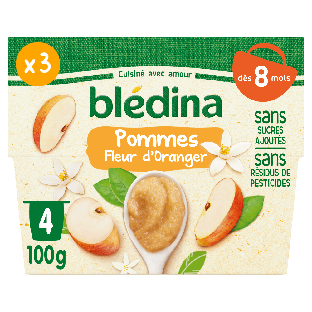 Coupelles Pommes Fleur d'Oranger - Lot x3