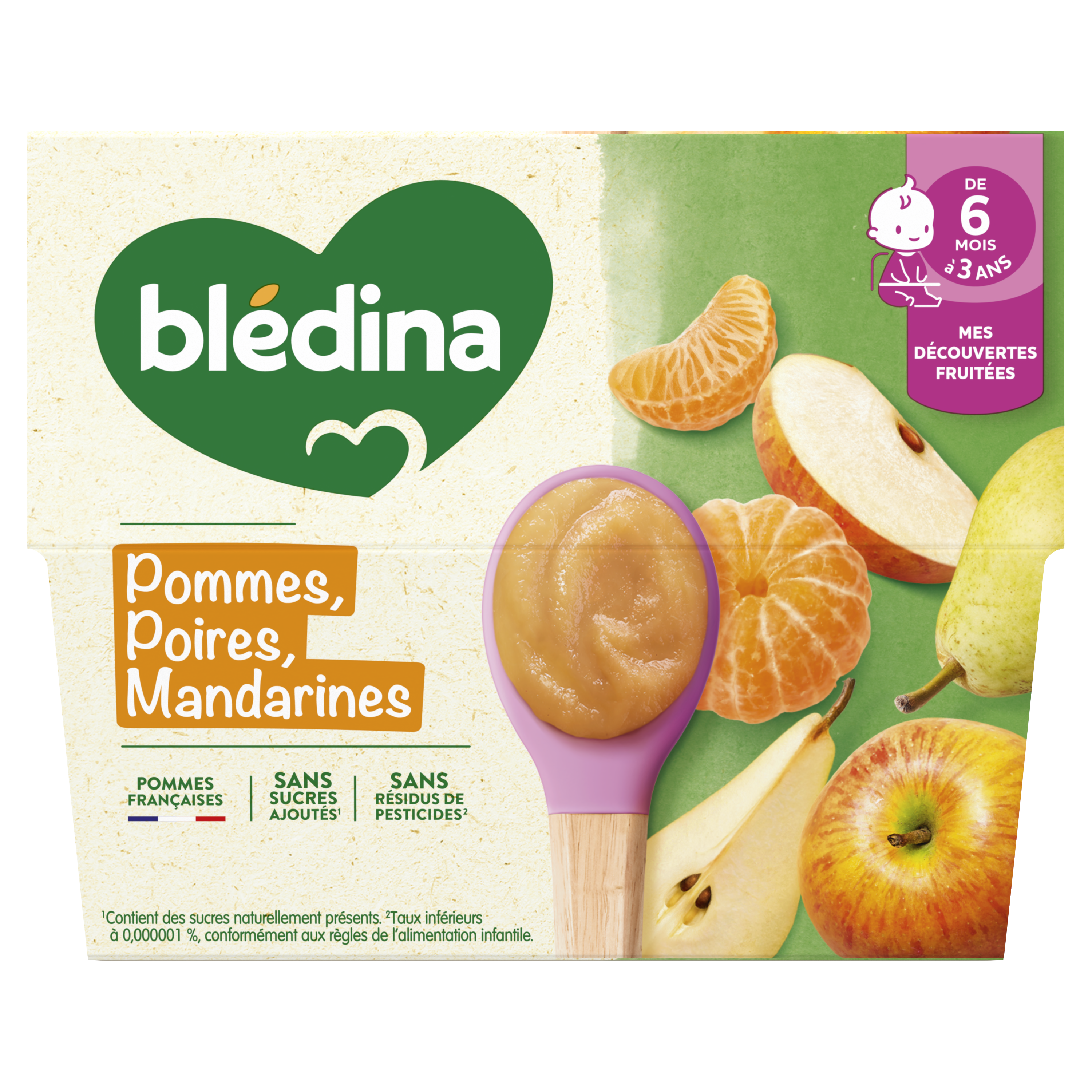 Coupelles Fruits - Pommes Poires Mandarines - Lot x3