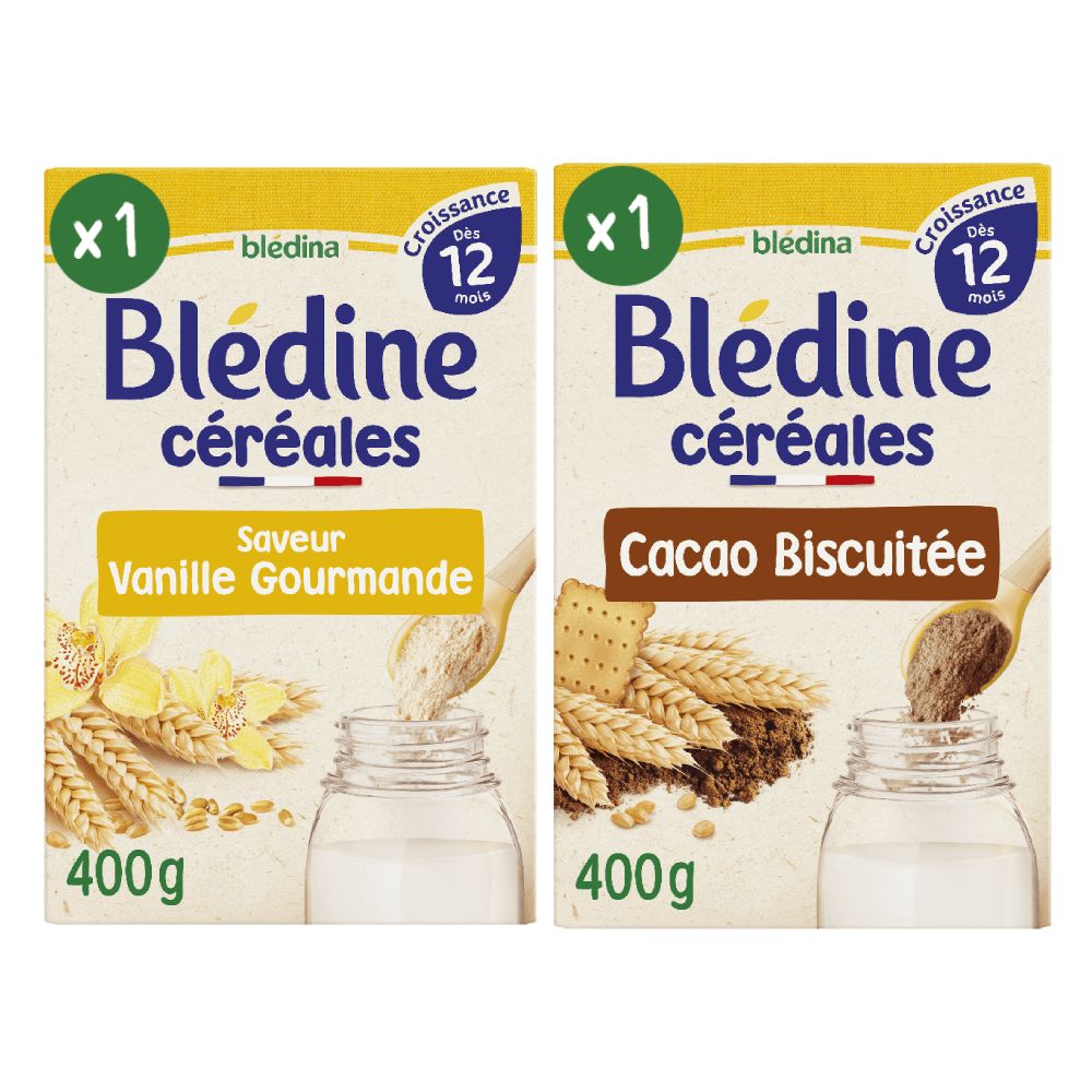 Blédine Croissance - Saveur Vanille Gourmande & Cacao Biscuit - Lot x2