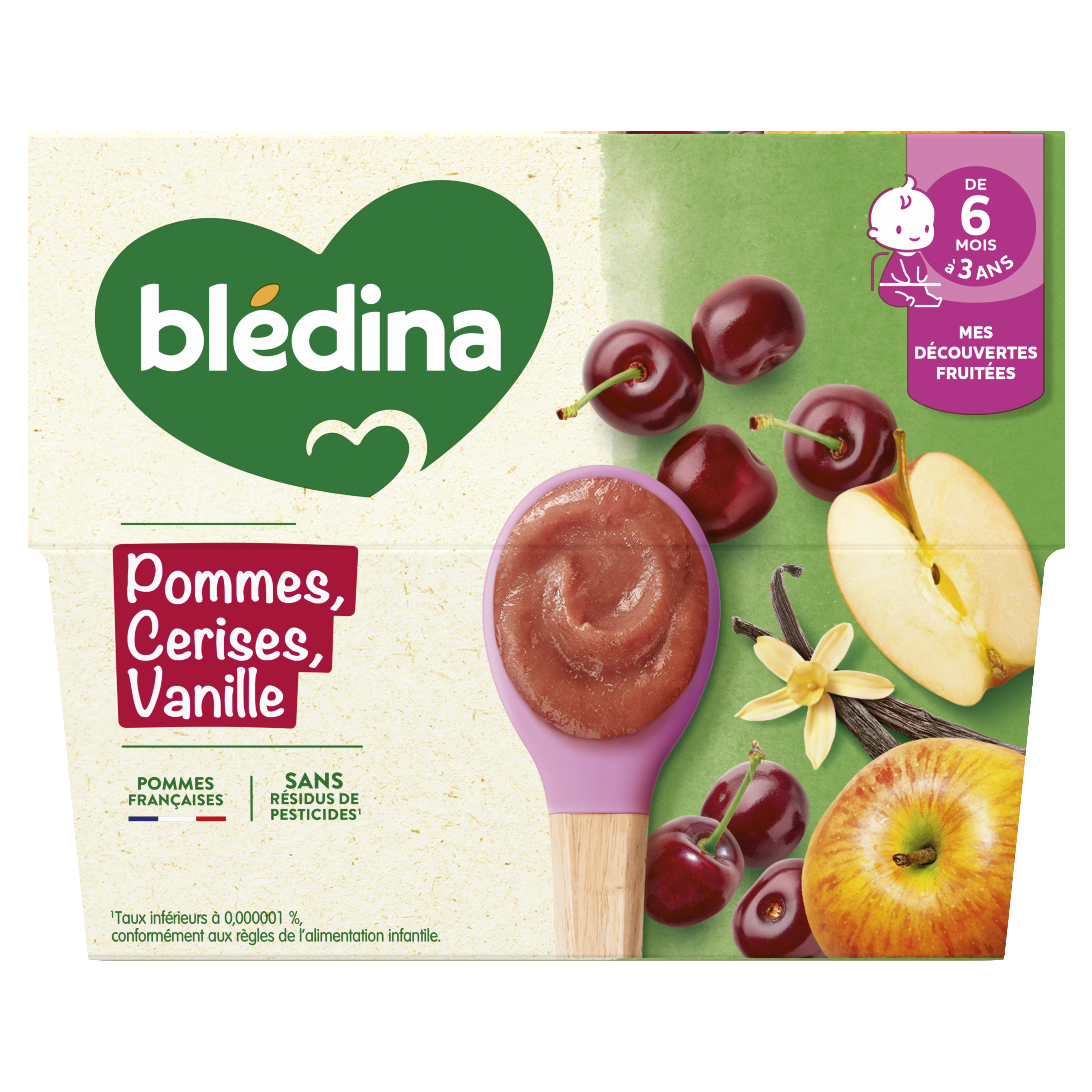 Coupelles Pommes Cerises Vanille - Lot x3