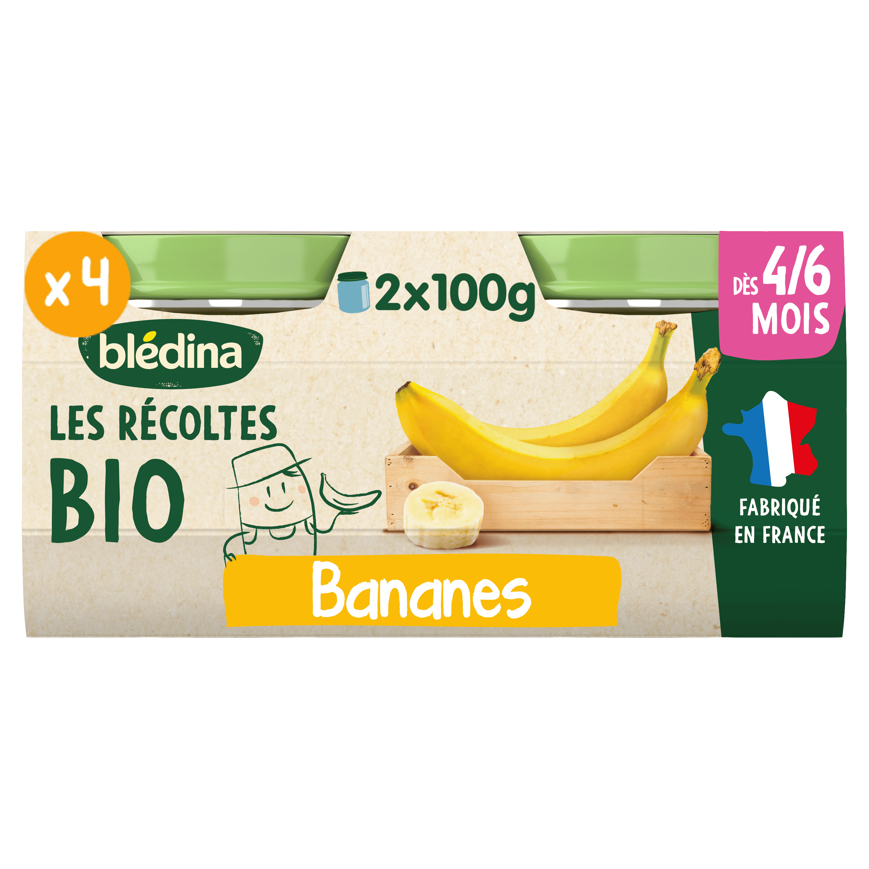 Petits pots - Les Récoltes Bio - Banane - Lot x4
