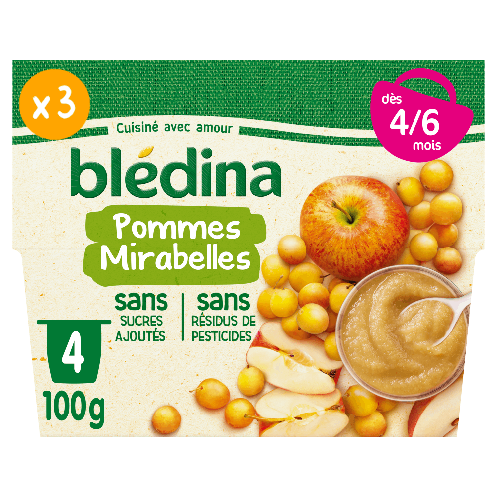 Coupelles Fruits Pommes Mirabelles - Lot x3