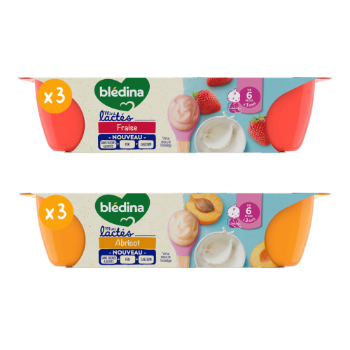 Mini lactés Fraise & Abricot - Lot x6