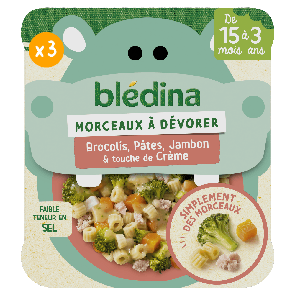 Morceaux à dévorer - Brocolis, Pâtes, Jambon & touche de Crème Lot x3