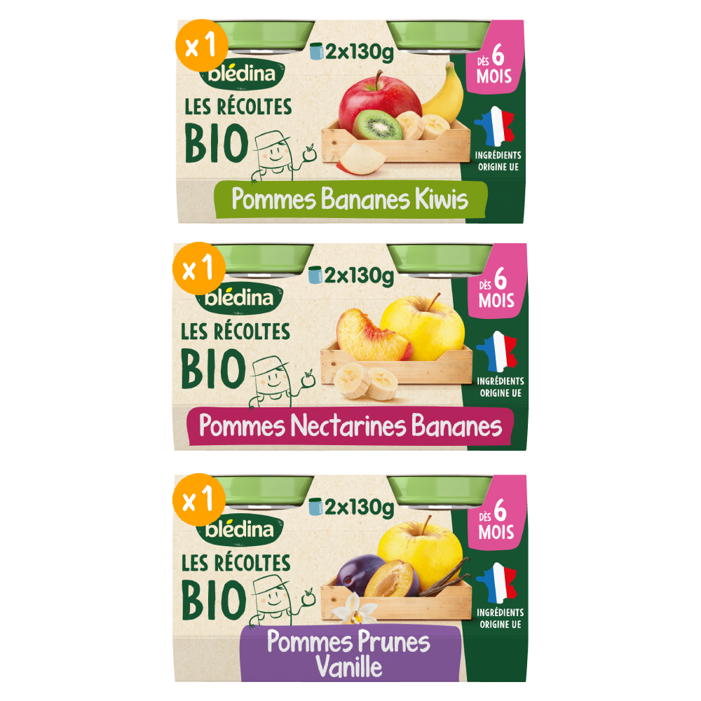 Petits pots - Les récoltes Bio - Lot Multi-variétés Mix de saveurs dès 6 mois x 3