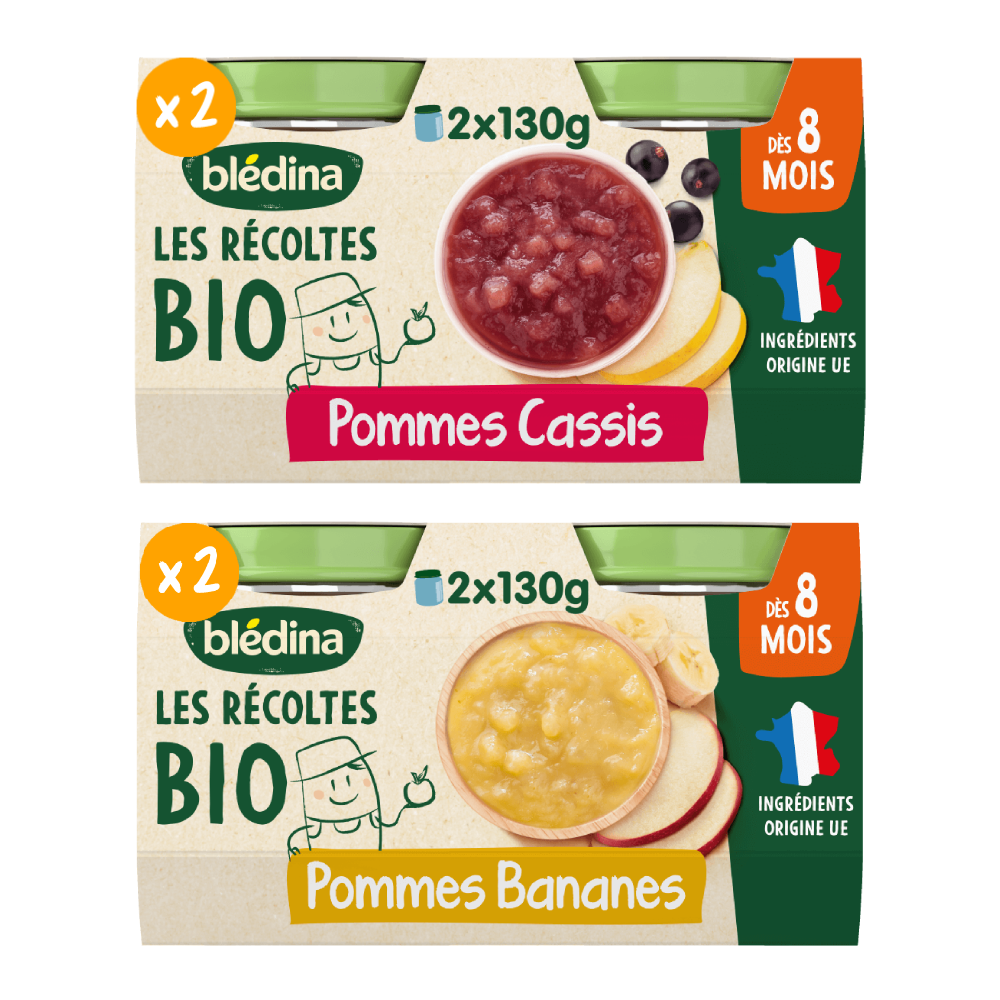 Petits pots - Les Récoltes Bio - Lot Multi-Variétés Morceaux Fondants dès 8 mois x 4
