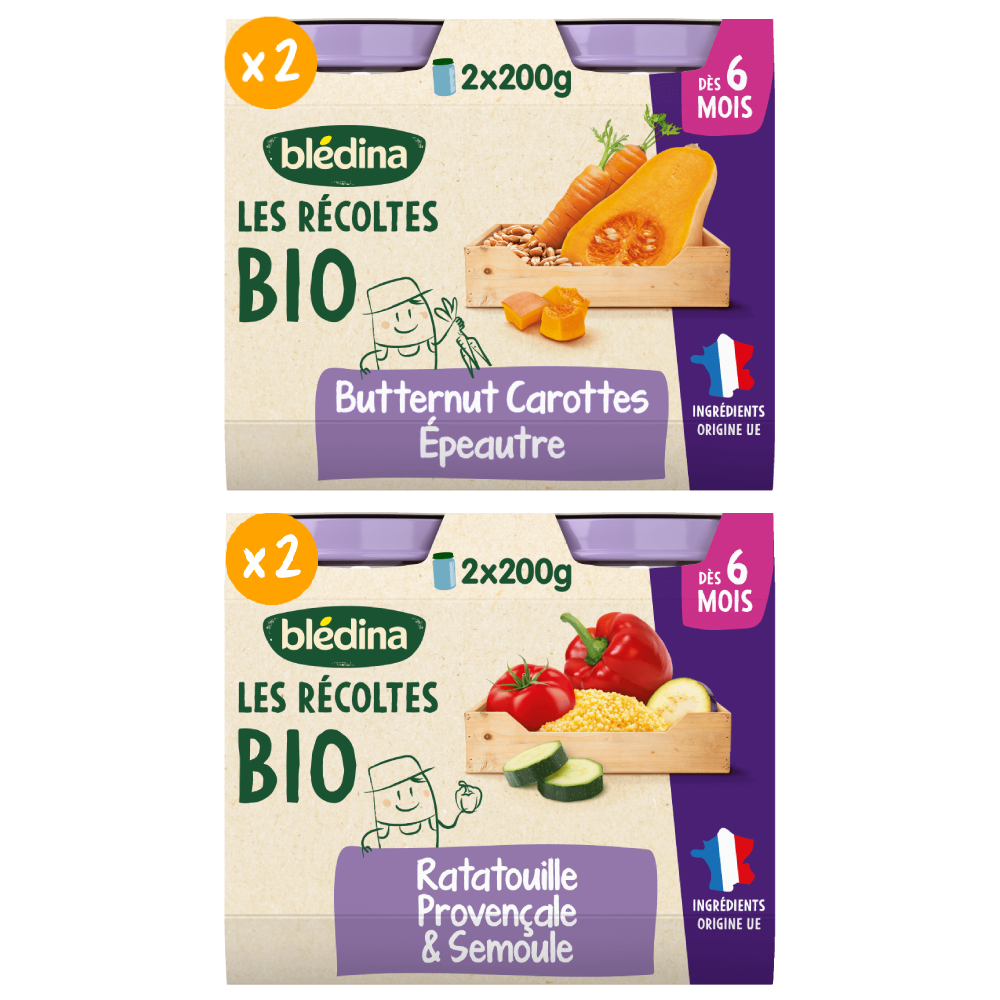 Pots Les récoltes Bio - Lot Multi-variétés légumes x4