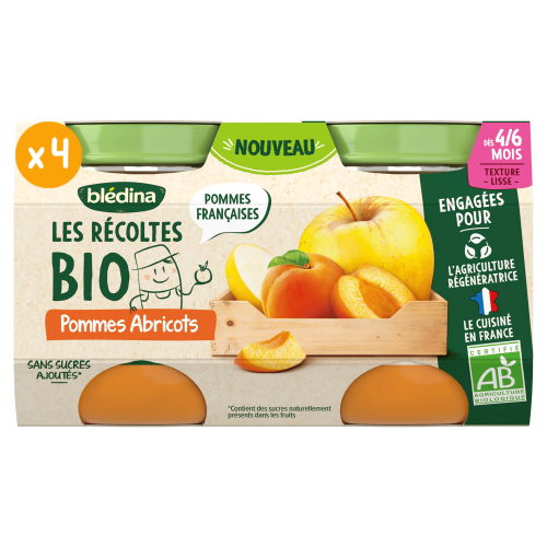 Petits pots - Les Récoltes Bio - Pomme & Abricot - Lot x4