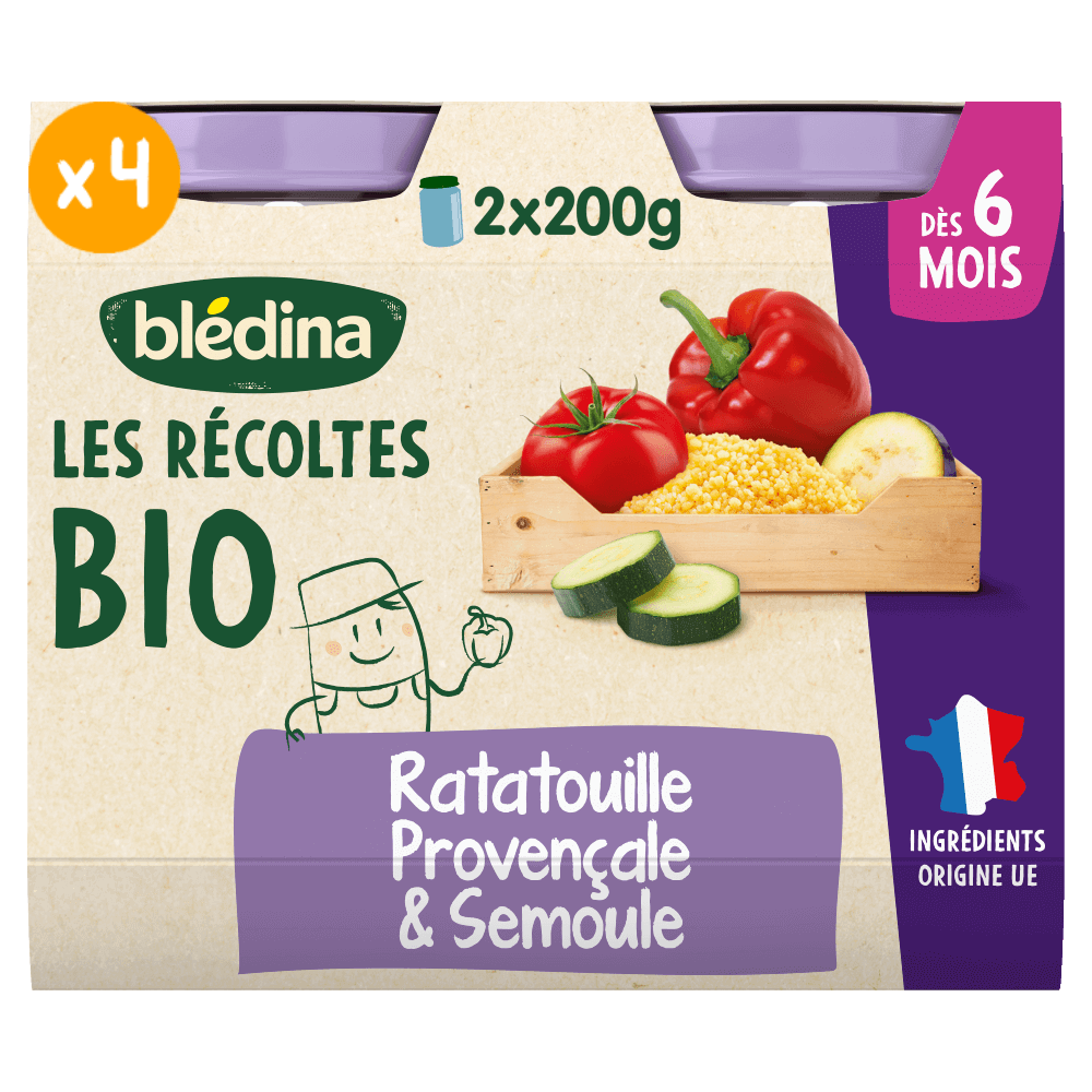 Pots Les Récoltes Bio - Ratatouille Provençale Semoule - Lot x 4
