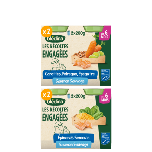 Petits pots Les récoltes Engagées - Lot Multi-variétés Légumes Poisson dès 6 mois x 4