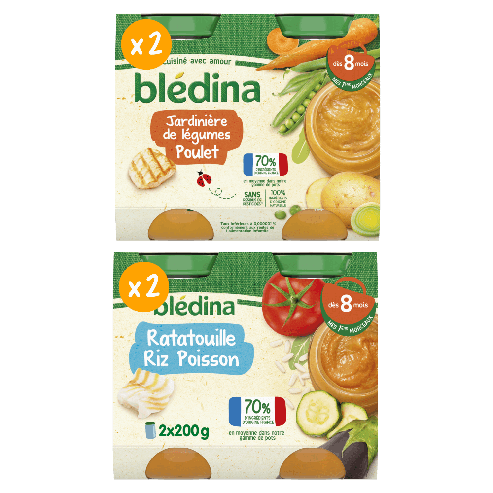 Petits pots Blédina - Lot Multi-variétés Légumes Viande Poisson dès 8 mois x 4